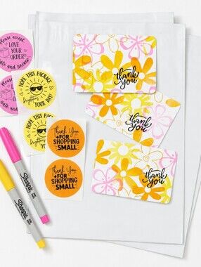 Coordinated Packaging Bundle | Thank You Cards Stickers Polymailers | Floral Set